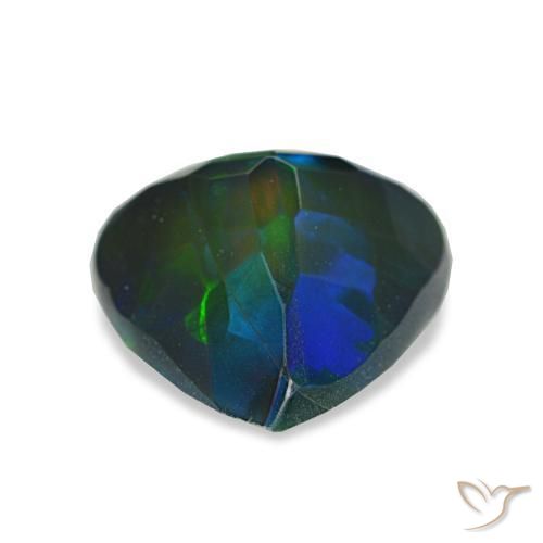 1.61克拉天然多色黑欧泊，三角形，9.4×9毫米，半透明