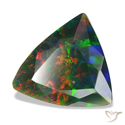 1.53克拉天然多色黑欧泊，三角形，10.5×10.2毫米，不透明