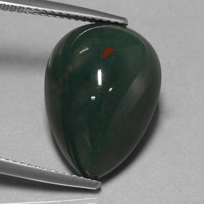 11.41克拉天然绿色血石，梨形，17.9×13毫米，不透明