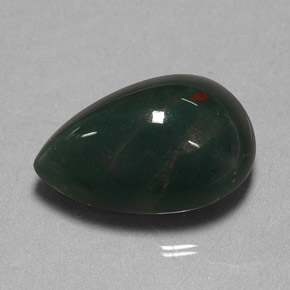 11.41克拉天然绿色血石，梨形，17.9×13毫米，不透明