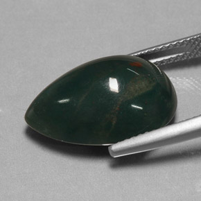 11.41克拉天然绿色血石，梨形，17.9×13毫米，不透明