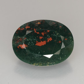19.37克拉天然绿色血石，椭圆形切割，20.5×15.5毫米，不透明