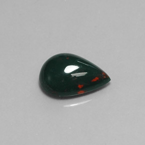 6.05克拉天然绿色血石，梨形，15×11.3毫米，不透明