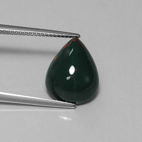 6.05克拉天然绿色血石，梨形，15×11.3毫米，不透明