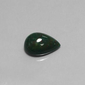 5.86克拉天然绿色血石，梨形，14.5×10.8毫米，不透明
