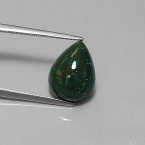 5.86克拉天然绿色血石，梨形，14.5×10.8毫米，不透明