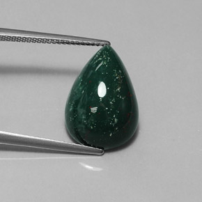 9.87克拉天然绿色血石，梨形，18.4×12.3毫米，不透明