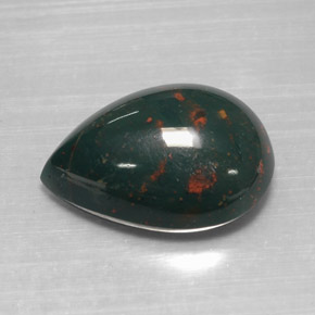 12.07克拉天然绿色血石，梨形，18.5×13.8毫米，不透明