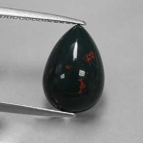 3.23克拉天然绿色血石，梨形，12×8.3毫米，不透明