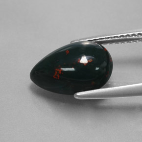3.23克拉天然绿色血石，梨形，12×8.3毫米，不透明