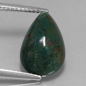 3.49克拉天然绿色血石，梨形，13.9×9毫米，不透明