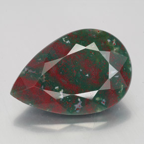 7.95克拉天然绿色血石，梨形，17.8×12毫米，不透明