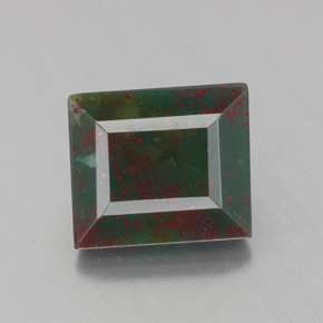 1.23克拉天然绿色血石，长方形切工，7×6毫米，不透明