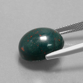 9.64克拉天然绿色血石，椭圆形切割，14.3×11.8毫米，不透明