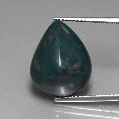 10.91ct 天然 中深绿色 鸡血石, 梨形, 不透明