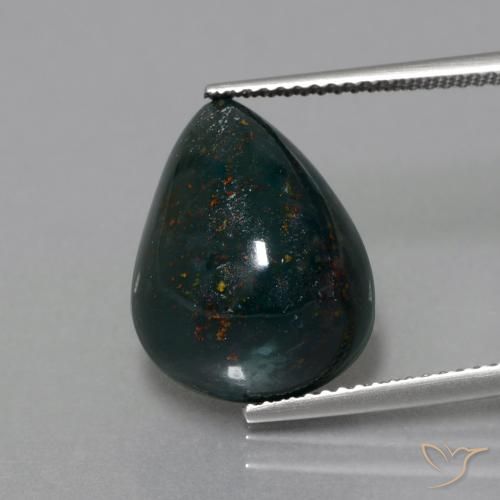 11.36ct 天然 森林绿 鸡血石, 梨形, 不透明