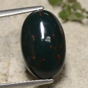5.49克拉天然绿色血石，椭圆形切割，14.6×9.4毫米，不透明