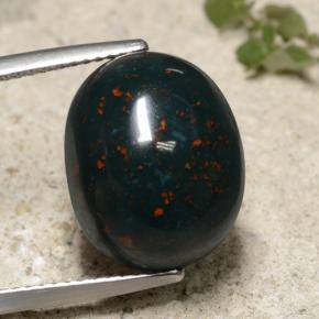 12.57克拉天然绿色血石，椭圆形切割，14.8×11.8毫米，不透明