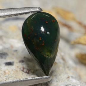 0.83克拉天然绿色血石，梨形，8.3×5毫米，不透明