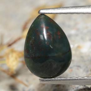 1.26克拉天然绿色血石，梨形，9.3×6.8毫米，不透明