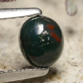 0.43克拉天然绿色血石，椭圆形切割，5.3×4.6毫米，不透明