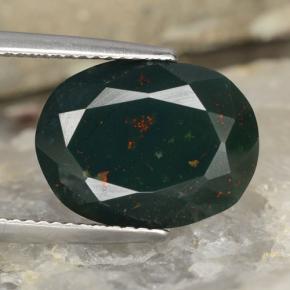 7.64克拉天然绿色血石，椭圆形切割，14.4×11毫米，不透明