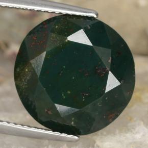 12.39克拉天然绿色血石，圆形切割，14.46毫米，不透明