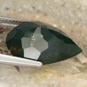 10.25克拉天然绿色血石，梨形，18.8×13.1毫米，不透明