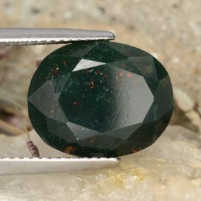 8.22克拉天然绿色血石，椭圆形切割，13.9×11.2毫米，不透明