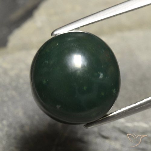 13.42ct 天然 深绿色 鸡血石, 圆形的, 不透明
