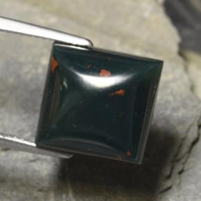 12.04克拉天然绿色血石，方形，12.7×12.1毫米，不透明