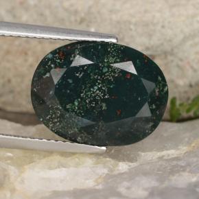 7.10克拉天然绿色血石，椭圆形切割，14.8×11.3毫米，不透明