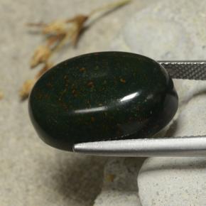 17.32克拉天然绿色血石，椭圆形切割，19.7×13.2毫米，不透明