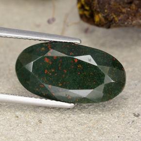 12.15克拉天然绿色血石，椭圆形切割，18.5×9.8毫米，不透明