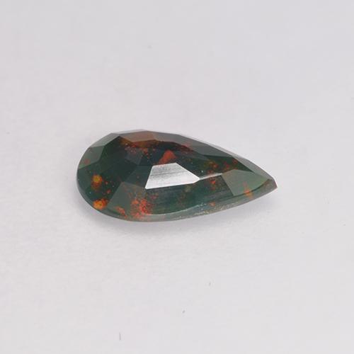 0.40克拉天然绿色血石，梨形，7.7×4.7毫米，不透明
