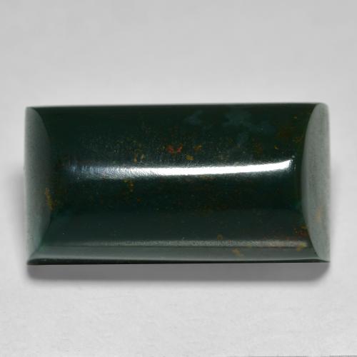 15.25克拉天然绿色血石，长方形切工，18.4×9.6毫米，不透明