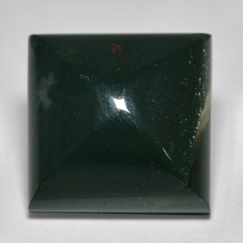 12.60克拉天然绿色血石，方形，14×14毫米，不透明