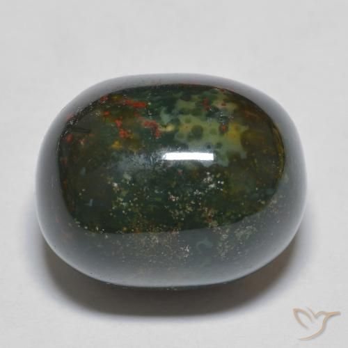 21.64ct 天然 绿色和红色 鸡血石, 椭圆形, 不透明, Photo A