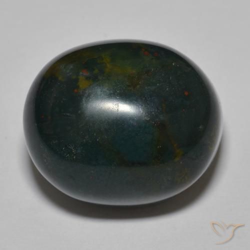 30.34ct 天然 中深绿色 鸡血石, 椭圆形, 不透明