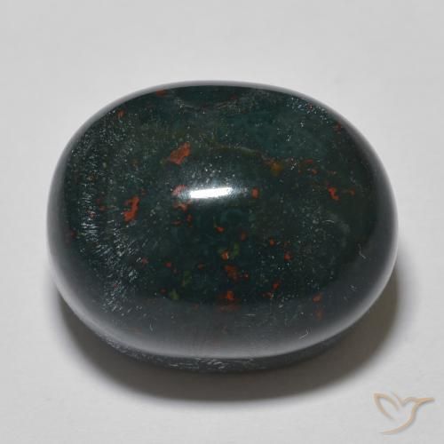 26.03ct 天然 中深绿色 鸡血石, 椭圆形, 不透明