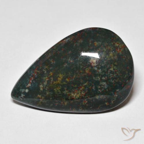 31.68ct 天然 深绿色 鸡血石, 梨形, 不透明