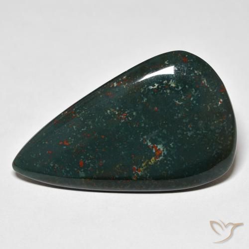 28.05ct 天然 暗绿色 鸡血石, 梨形, 不透明