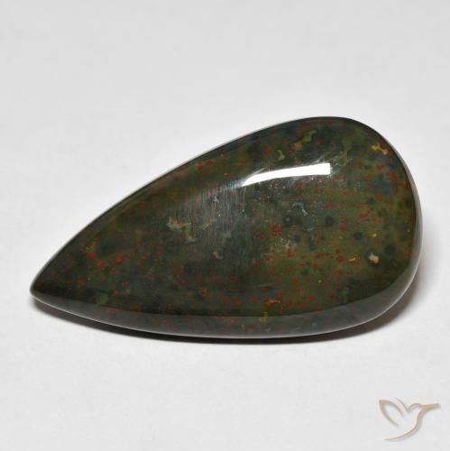 21.91ct 天然 绿色和红色 鸡血石, 梨形, 不透明