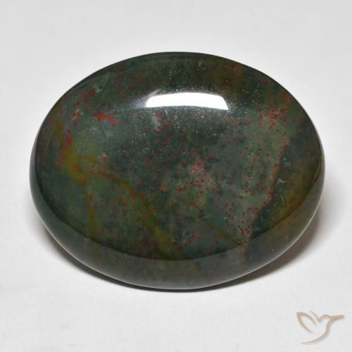 36.25ct 天然 绿色和红色 鸡血石, 椭圆形, 不透明