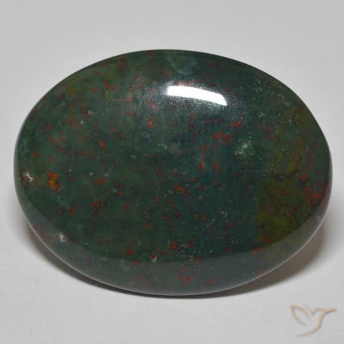 25.83ct 天然 深绿色 鸡血石, 椭圆形, 不透明
