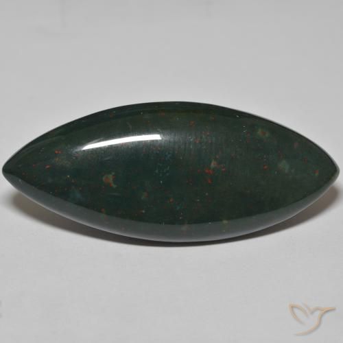 49.29ct 天然 深绿色 鸡血石, 榄尖形, 不透明