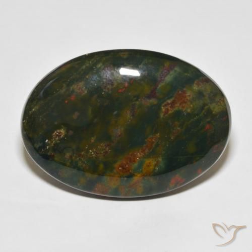 39.09ct 天然 绿色和红色 鸡血石, 椭圆形, 不透明