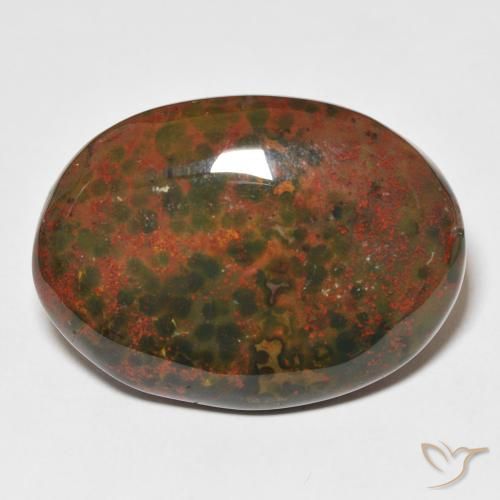 28.08ct 天然 绿色和红色 鸡血石, 椭圆形, 不透明