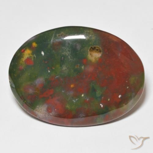 23.01ct 天然 绿色和红色 鸡血石, 椭圆形, 不透明
