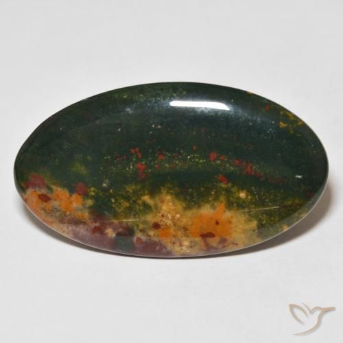 27.37ct 天然 绿色和红色 鸡血石, 椭圆形, 不透明